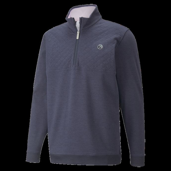 Chandail De Golf Puma Canada X Arnold Palmer Cloudspun Castle à Fermeture éclair Pour Homme Blazer Bleu Marine Chiné
