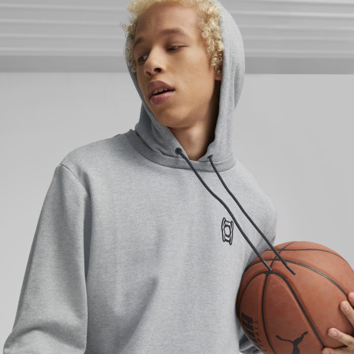 Pivot Emb Basketball Hoodie Hommes Puma Canada Gris Clair Chiné
