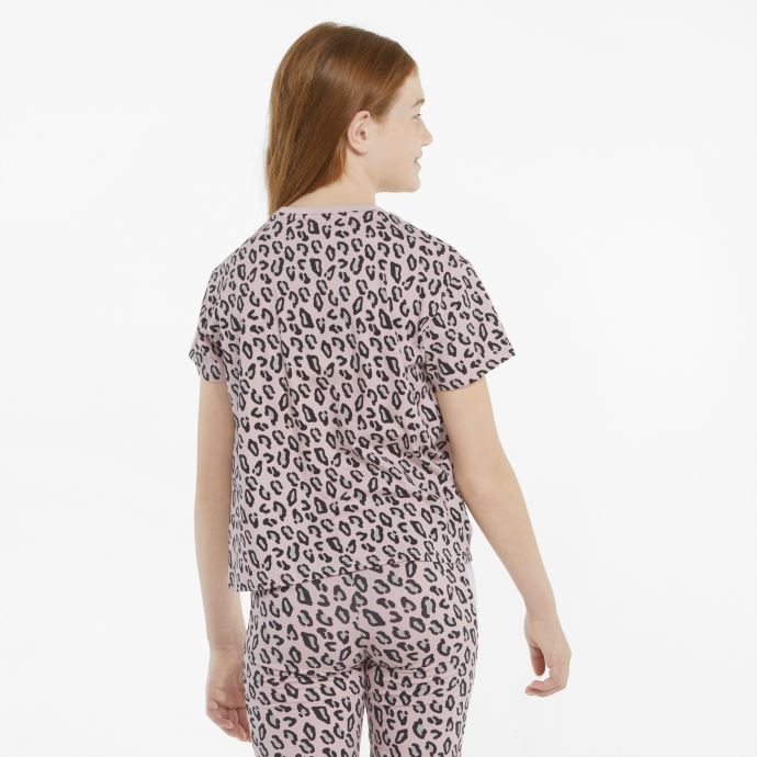 Puma Canada Craie Rose-aop T-shirt Jeunesse Noué Imprimé Rugissement D'été