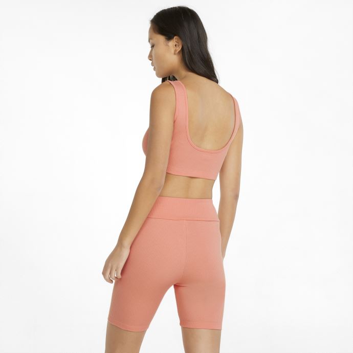 Puma Canada Classics Crop Top Côtelé Pour Femme Rose Pêche
