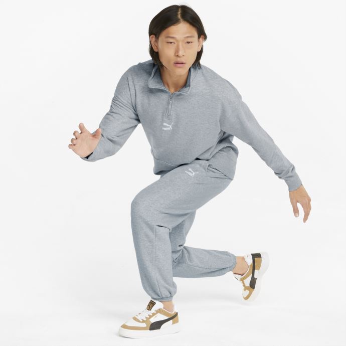 Chandail D'entraînement Classique à Demi-zip Pour Hommes à Col Rond Puma Canada Gris Clair Chiné
