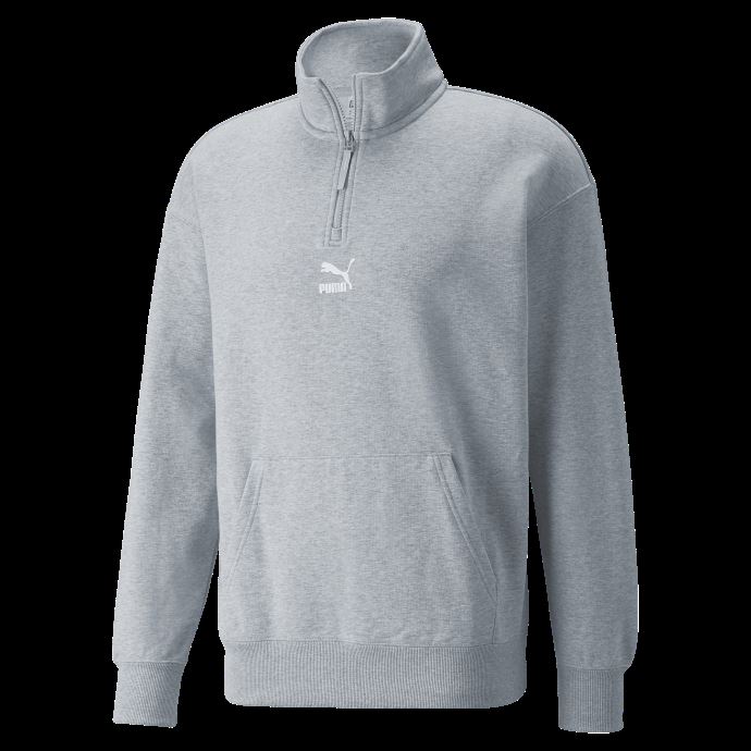 Chandail D'entraînement Classique à Demi-zip Pour Hommes à Col Rond Puma Canada Gris Clair Chiné
