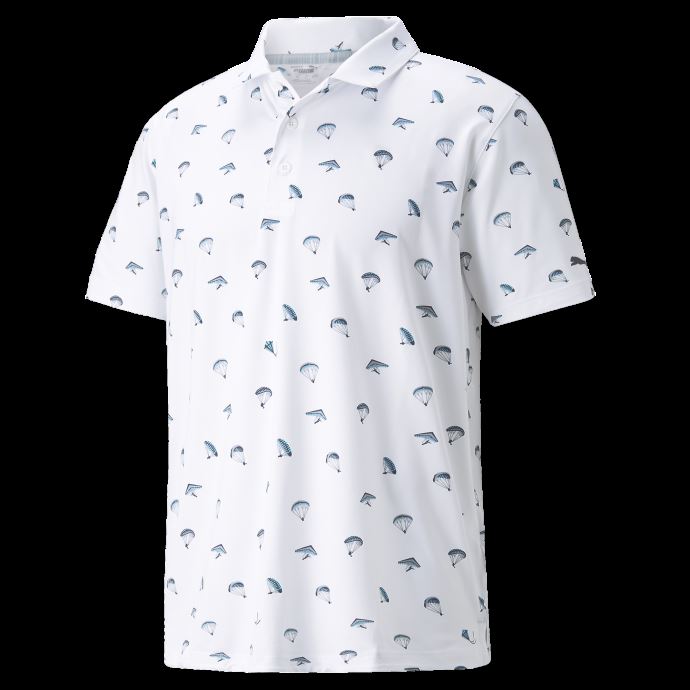 Polo De Golf Mattr Hangtime Blanc Brillant Et Bleu Ange Puma Canada
