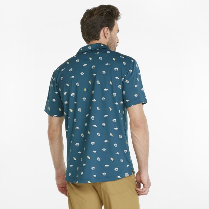 Mattr Hangtime Polo De Golf Pour Homme Puma Canada Bleu Corail-maïs