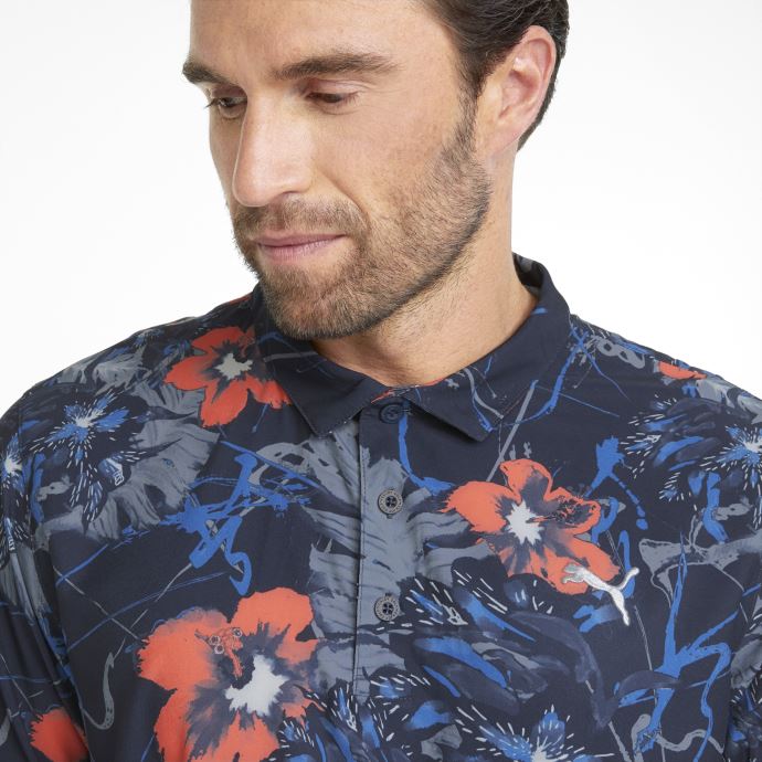 Polo De Golf Puma Canada Nassau Pour Homme Marine Blazer-corail Chaud
