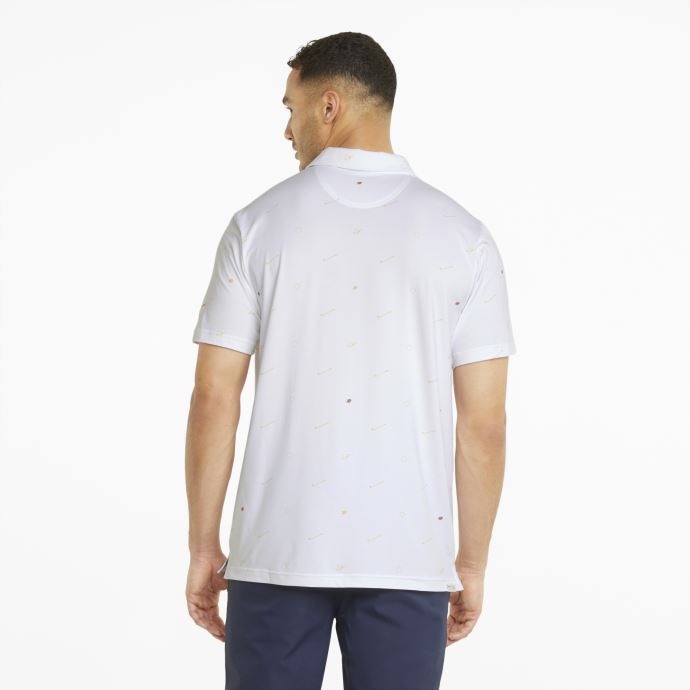 Polo De Golf Puma Canada Cloudspun Love Pour Homme Blanc Brillant-graine De Moutarde