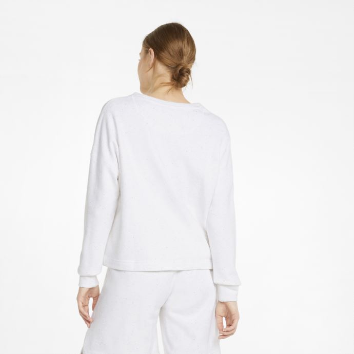 Puma Canada Re:collection Pull Décontracté à Col Ras Du Cou Pour Femmes Immaculé Chiné