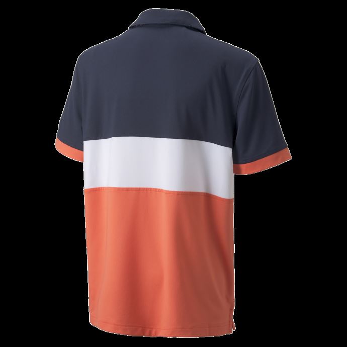 Cloudspun Highway Youth Golf Polo Shirt Puma Canada Navy Blazer-Hot Coral