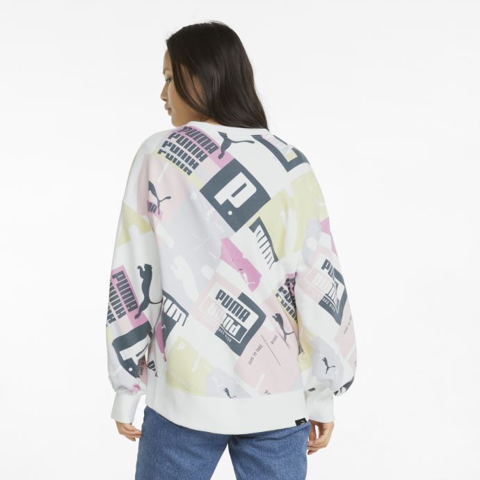 Sweat Oversize à Col Ras Du Cou Brand Love Blanc Et Rose Pour Femmes Puma Canada