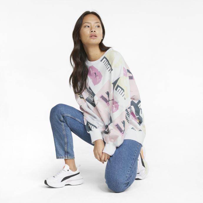Sweat Oversize à Col Ras Du Cou Brand Love Blanc Et Rose Pour Femmes Puma Canada
