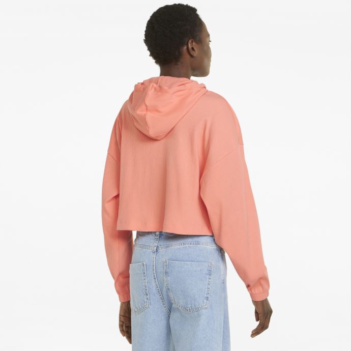 Sweat à Capuche Côtelé Puma Canada Classics Femme Rose Pêche