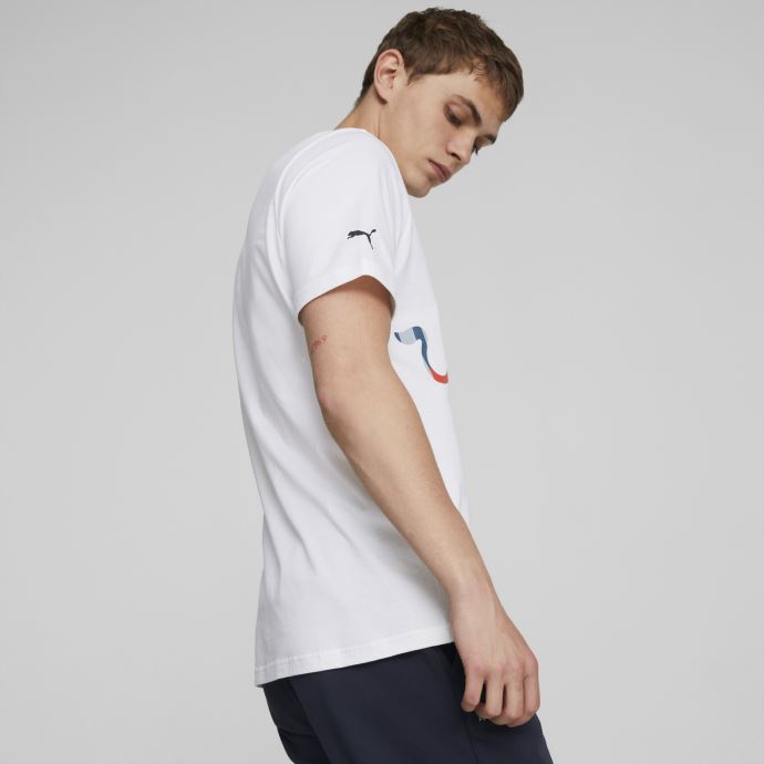 Blanc Puma Canada Red Bull Racing Dynamique Taureau Logo T-shirt Hommes