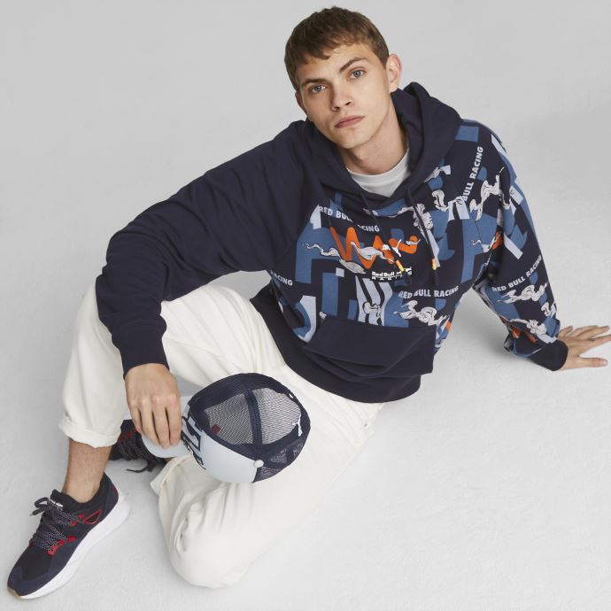 Puma Canada Night Sky Red Bull Racing Sweat à Capuche Imprimé Hommes
