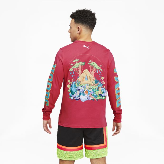 Puma Canada X Rick And Morty T-shirt De Basketball à Manches Longues Pour Hommes Nrgy Rose