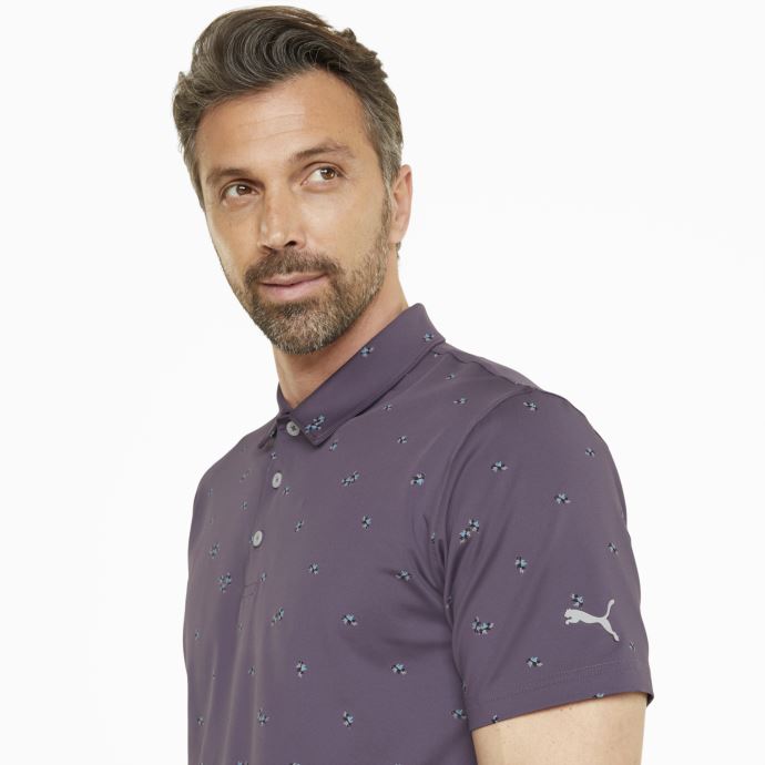 Polo De Golf Mattr Feuillage Hommes Violet Anthracite-poussier Aqua Puma Canada
