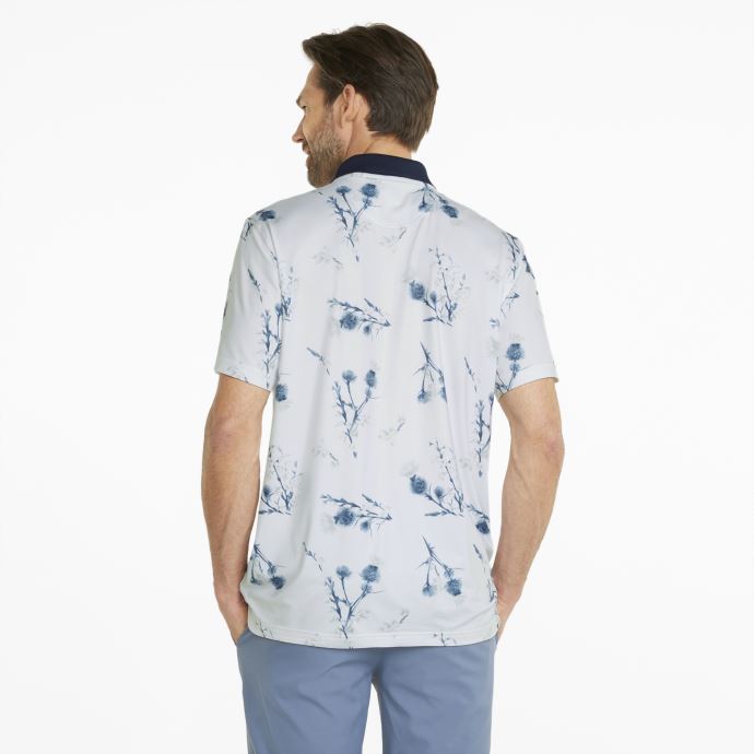 Puma Canada Blazer Blanc-bleu Marine Mattr Lowlands Polo De Golf Hommes