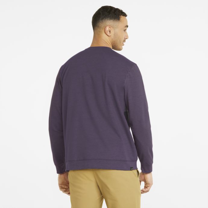 Violet Chiné-noir Chiné Puma Canada Cloudspun Sweat-shirt De Golf à Col Ras Du Cou Pour Hommes
