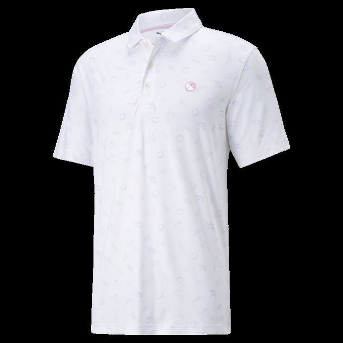 Puma Canada X Arnold Palmer Cloudspun Contender Polo De Golf Hommes Blanc Brillant-lavendar Pop
