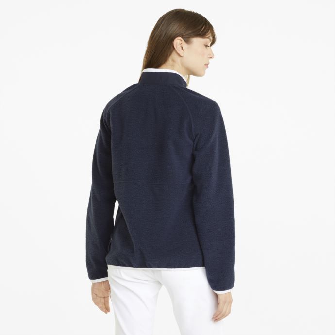 Blazer Bleu Marine-bright White Puma Canada Sherpa Sweat De Golf Demi-zip Femme