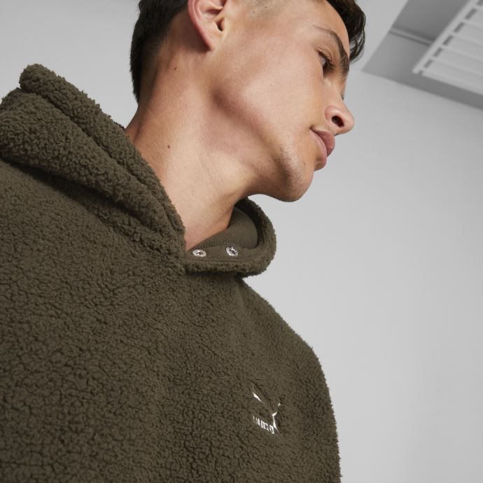 Sweat à Capuche Puma Canada Classics Sherpa Pour Homme Olive Foncé
