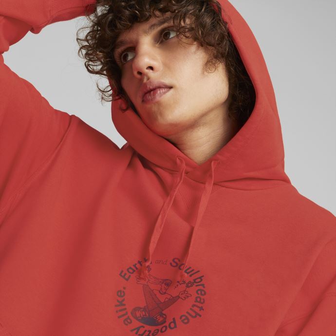 Sweat à Capuche Imprimé Graphique Centre Ville Puma Canada Rouge Brûlé Hommes
