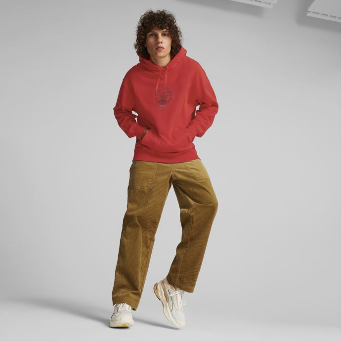 Sweat à Capuche Imprimé Graphique Centre Ville Puma Canada Rouge Brûlé Hommes
