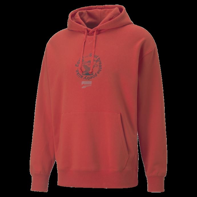 Sweat à Capuche Imprimé Graphique Centre Ville Puma Canada Rouge Brûlé Hommes
