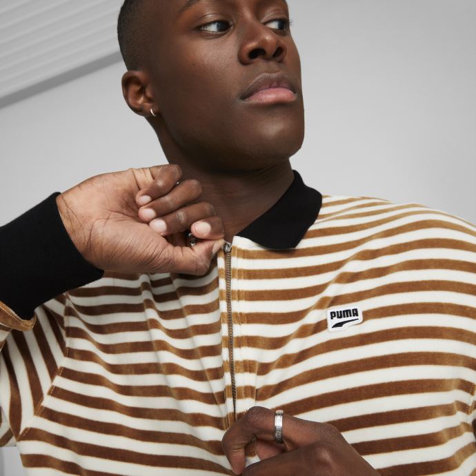 Desert Tan-Aop Puma Canada Downtown Polo à Manches Longues En Velours Pour Homme