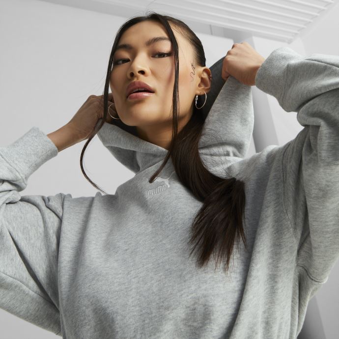 Sweat à Capuche Court Gris Clair Heather Classics Pour Femme Puma Canada