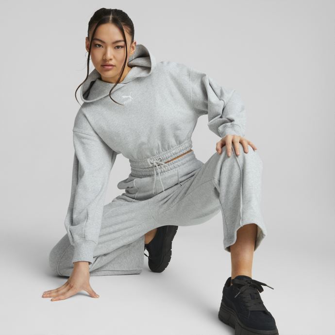 Sweat à Capuche Court Gris Clair Heather Classics Pour Femme Puma Canada
