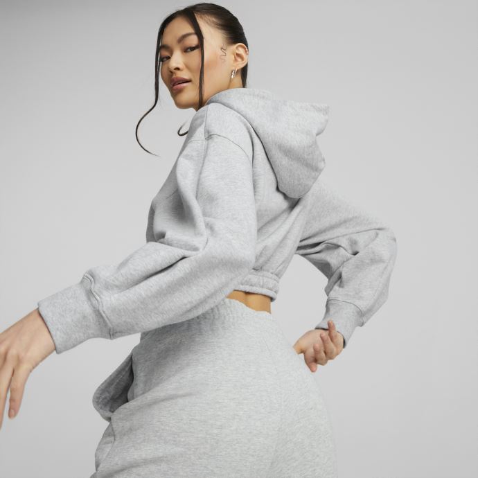 Sweat à Capuche Court Gris Clair Heather Classics Pour Femme Puma Canada
