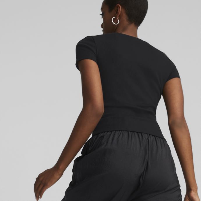 Puma Canada Classics T-shirt Slim Côtelé Femme Noir