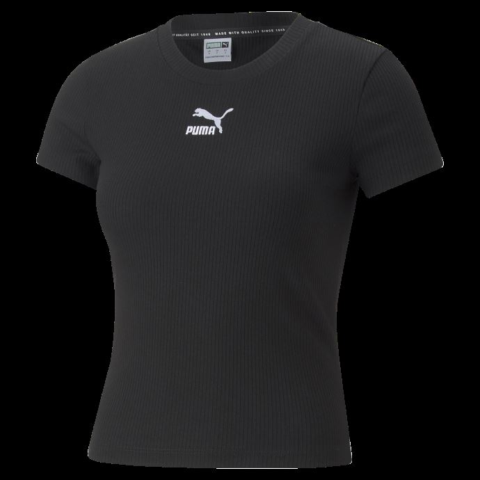 Puma Canada Classics T-shirt Slim Côtelé Femme Noir
