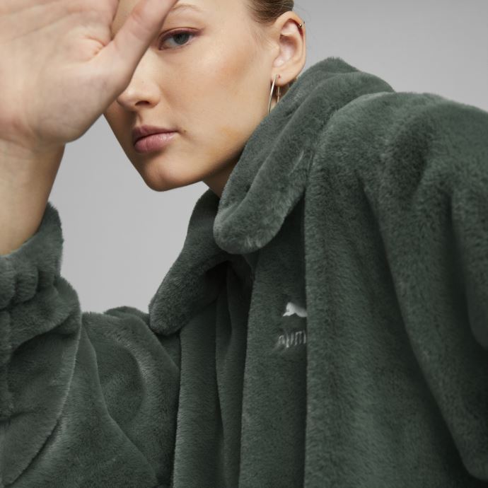 Veste Femme Puma Canada Classics En Fausse Fourrure Deep Forest