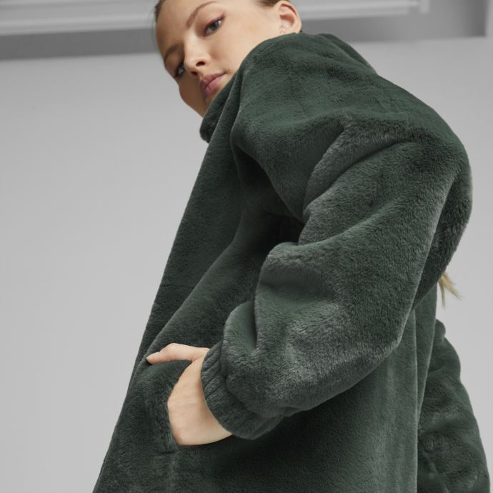 Veste Femme Puma Canada Classics En Fausse Fourrure Deep Forest
