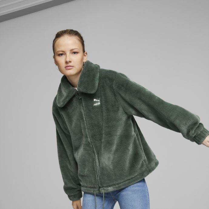 Veste Femme Puma Canada Classics En Fausse Fourrure Deep Forest
