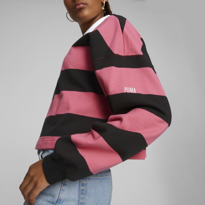 Puma Canada Swxp Polo Rayé à Manches Longues Pour Femme Rose Coucher De Soleil