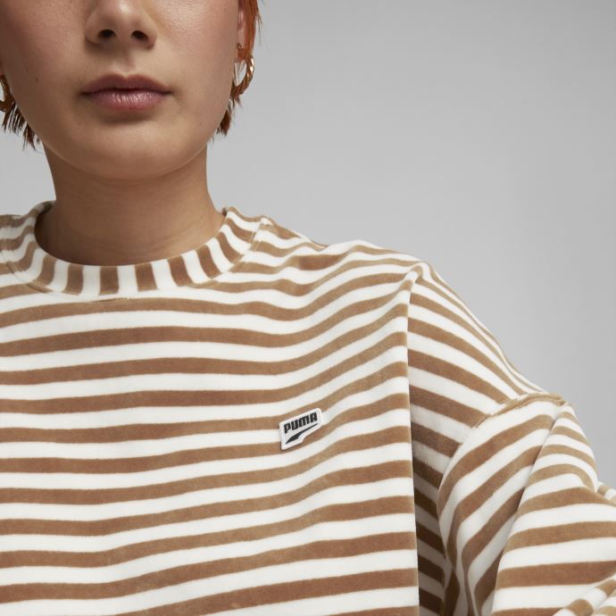 Sweat-shirt Ras Du Cou En Velours Du Centre-ville De Puma Canada Pour Femmes, Désert Bronzé