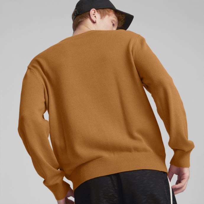 Puma Canada Players' Lounge Sweat-shirt Ras Du Cou Tricoté Pour Homme Orange Brique
