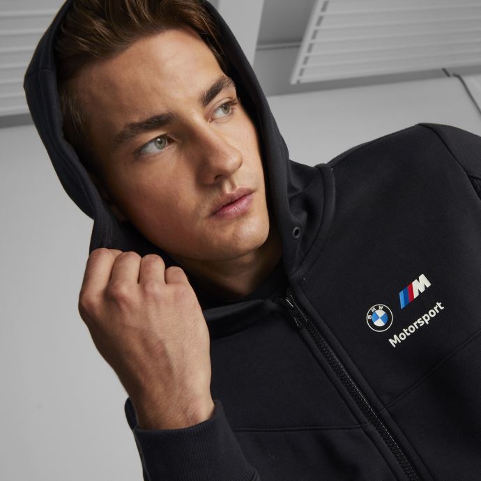 Puma Canada Coton Noir Bmw M Motorsport Sweat à Capuche Veste Hommes
