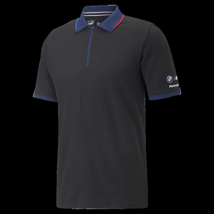 Puma Canada Coton Noir Bmw M Motorsport Zip Polo Shirt Hommes
