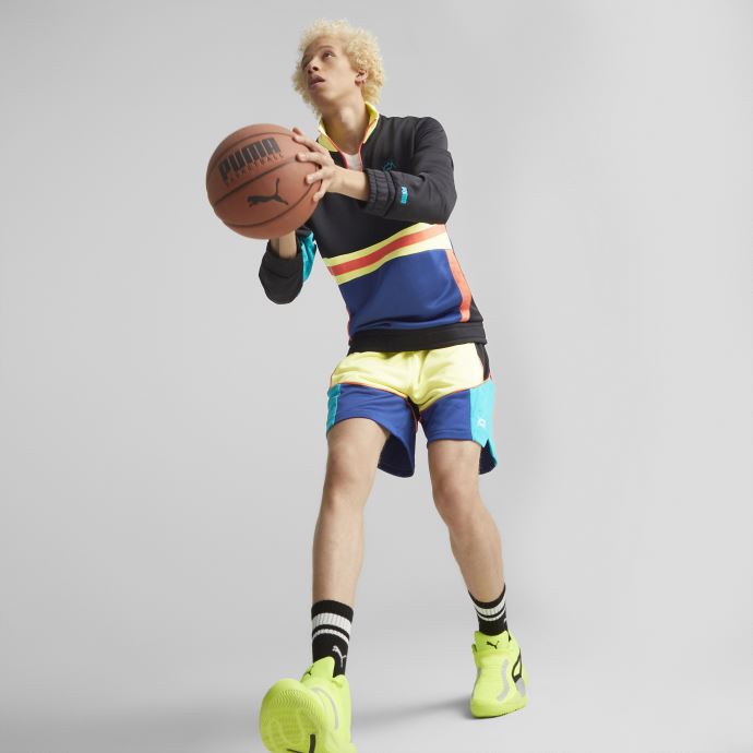 Puma Canada Pull De Basket Pop Art Noir Et Bleu Flamboyant Pour Homme
