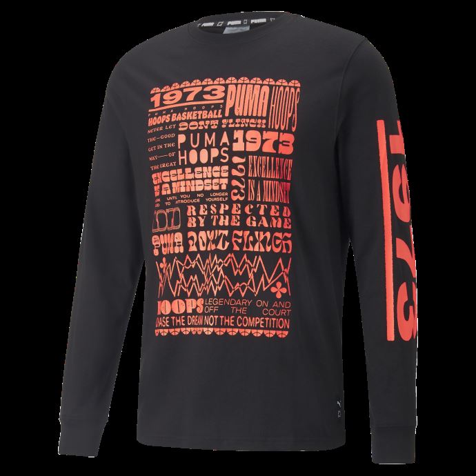 T-shirt De Basketball à Manches Longues Puma Canada Rebound Pour Hommes Noir
