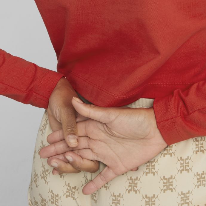 Puma Canada Burnt Red T7 T-shirt Court Slim à Manches Longues Femmes