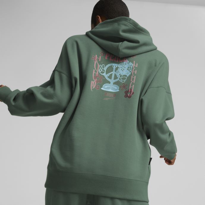 Sweat à Capuche Surdimensionné Centre-ville Puma Canada Deep Forest Pour Femmes
