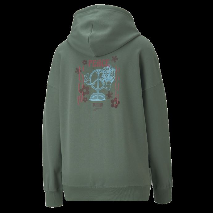 Sweat à Capuche Surdimensionné Centre-ville Puma Canada Deep Forest Pour Femmes
