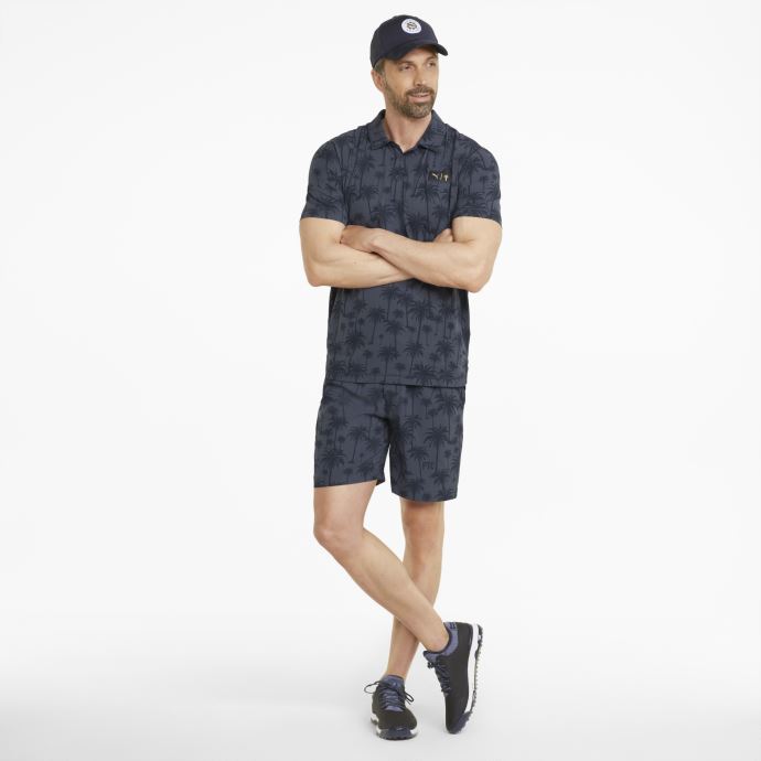 Puma Canada X Palm Tree Crew Palm Golf Polo Shirt Hommes Marine Blazer
