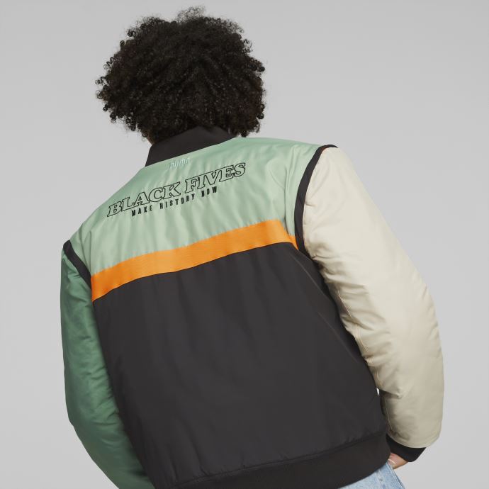 Puma Canada X Black Fives Basketball Bomber Jacket Hommes Vert Poussiéreux-noir
