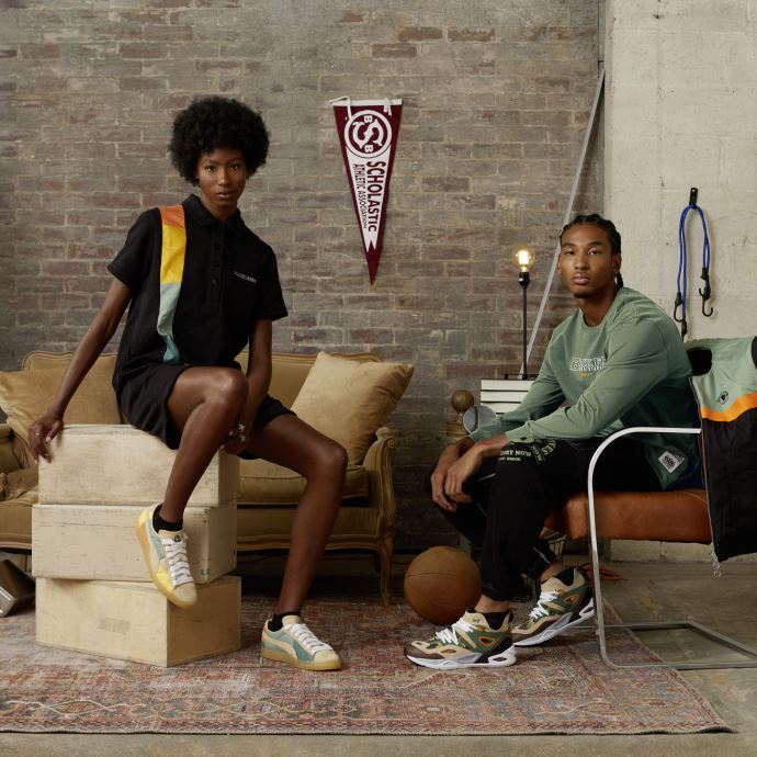 Puma Canada X Black Fives Sweat-shirt De Basket-ball à Manches Longues Hommes Vert Poussiéreux
