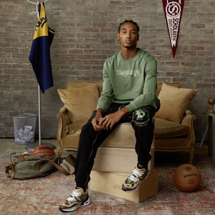 Puma Canada X Black Fives Sweat-shirt De Basket-ball à Manches Longues Hommes Vert Poussiéreux
